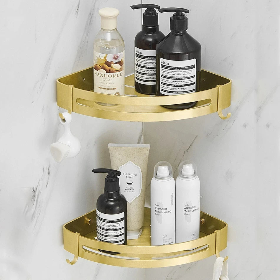 Bathroom Shelf Corner shelf Bath Storage Holder Wall Mounted Brushed
