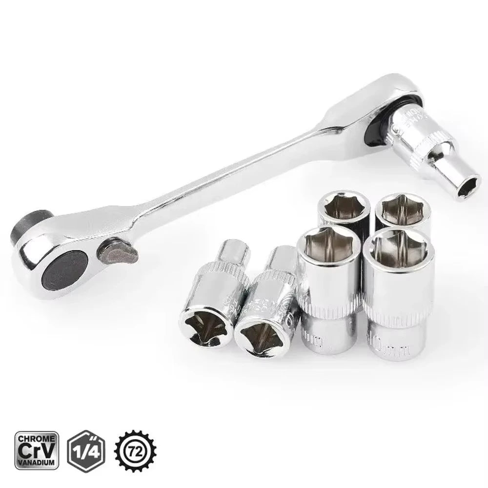 Rafford Mini Treble 1/4 Ratchet Wrench Double Ended Quick Socket