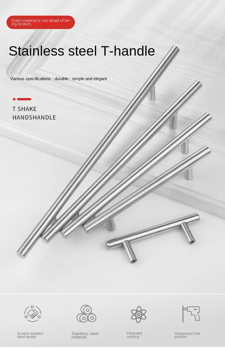 Diameter 10mm Stainless Steel Kitchen Door Cabinet T Bar Handle Pull