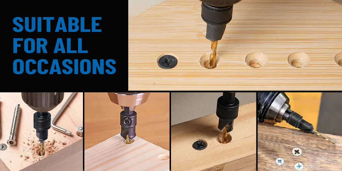 12PCS Countersink Drill Bit Set - #4-#12 Adjustable Wood Boring Bits