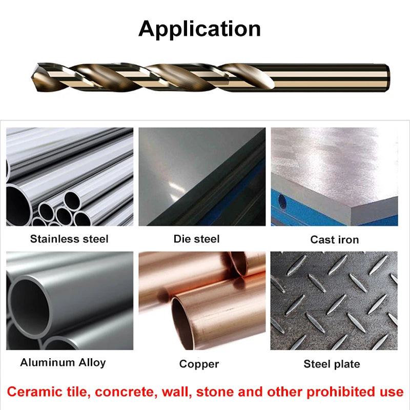 5-10pcs 1-13mm HSS M35 Cobalt Twist Drill Bit Set Solid Tungsten Bits