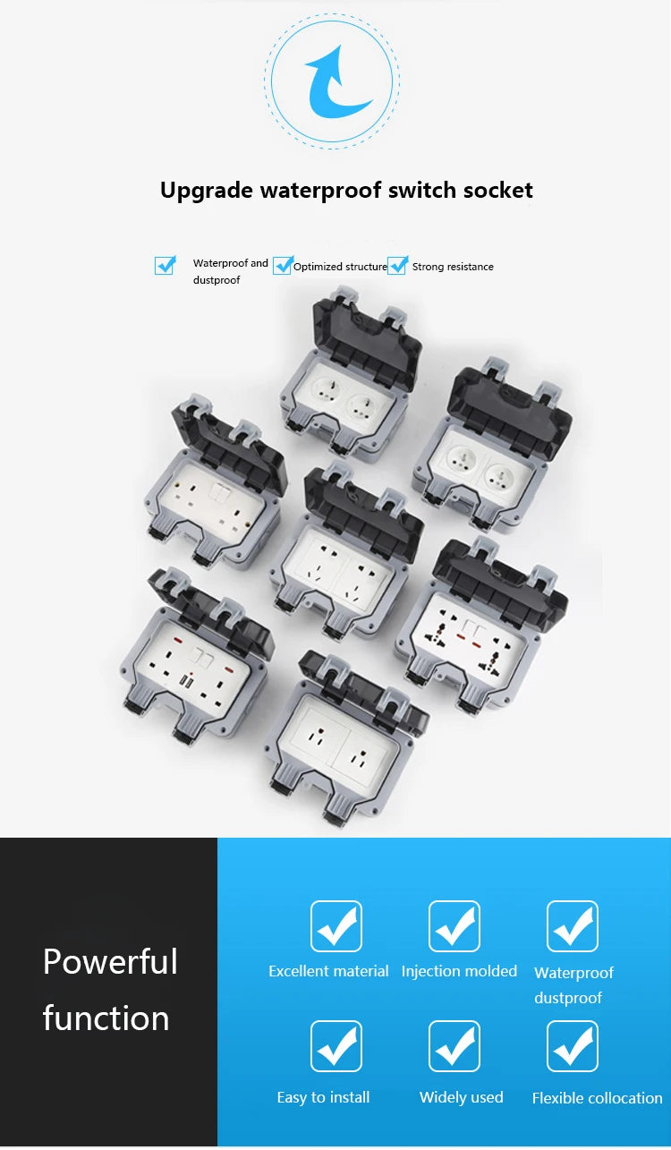 International Universal IP66 USB Wall Outdoor Waterproof Switch