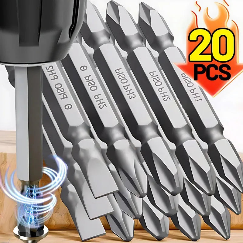 20/5PCS 65mm S2 Steel Magnetic Screwdriver Bits Set Double Head Hex...