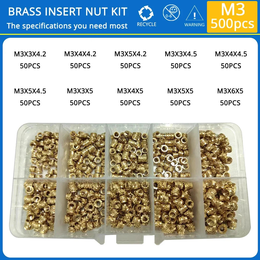 M2 M2.5 M3 M4 M5 M6 Brass Heat Set Insert Nut Hot Melt Knurled