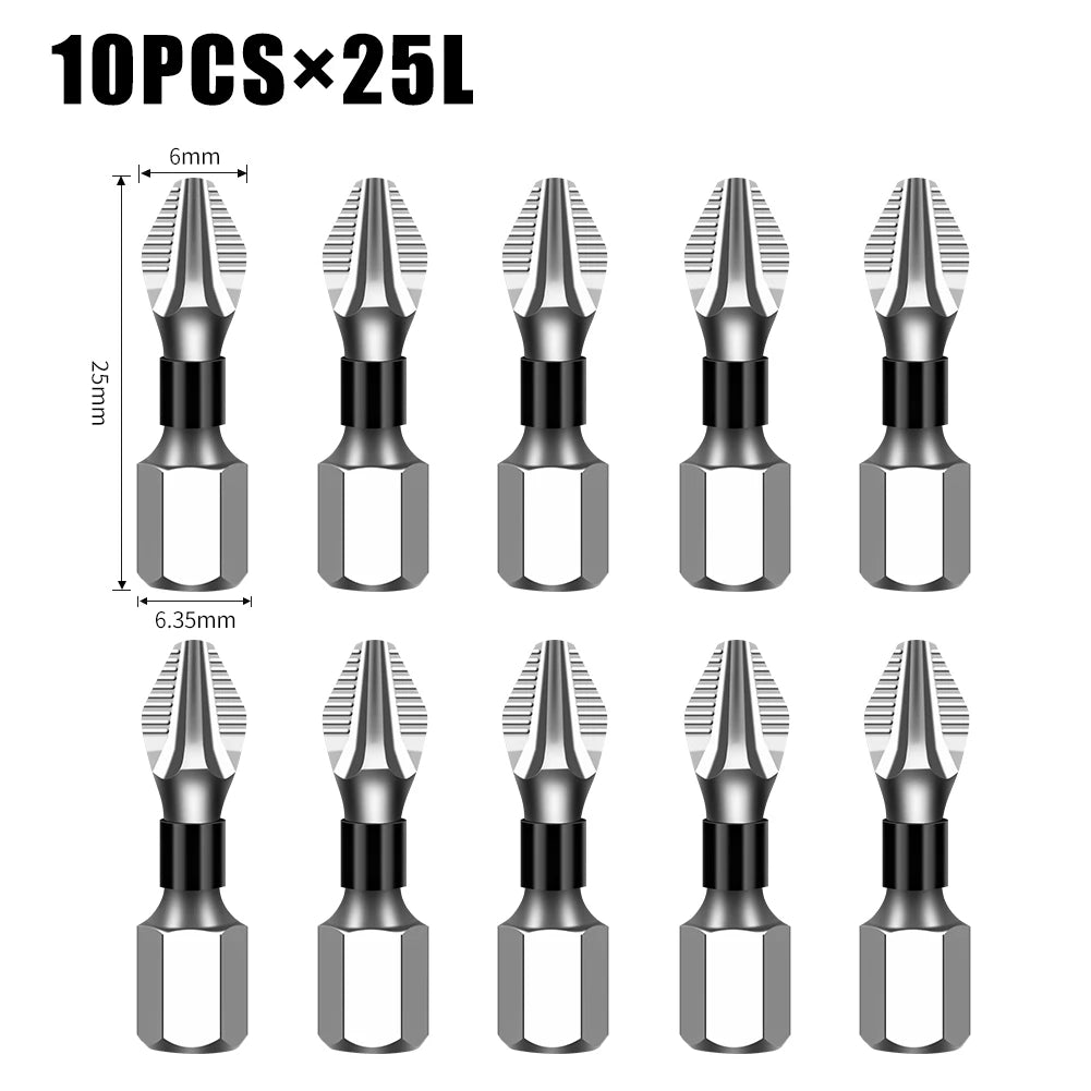 K5 Non-Slip S2 Steel Magnetic Screwdriver Bit — High Hardness Black