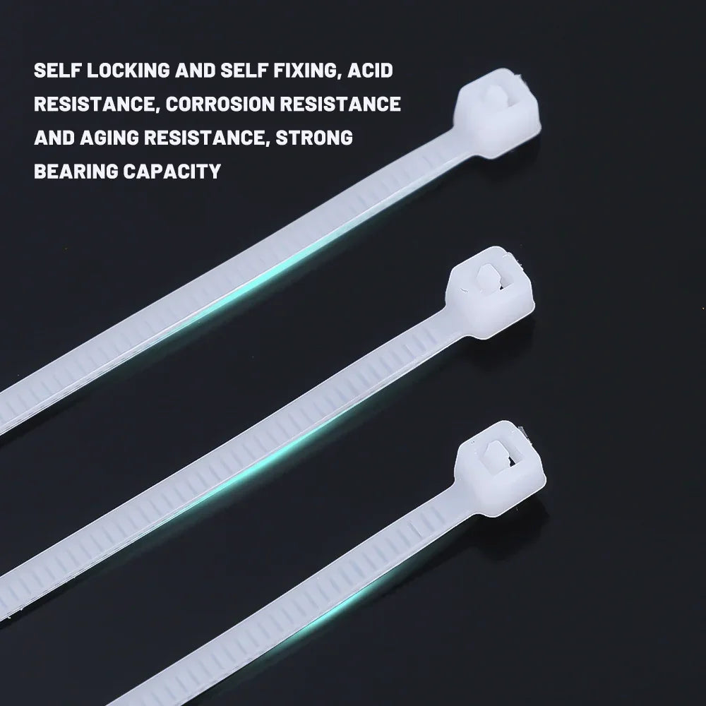 1000/100Pcs Nylon Cable Ties Self-locking Cord Ties Straps Adjustable