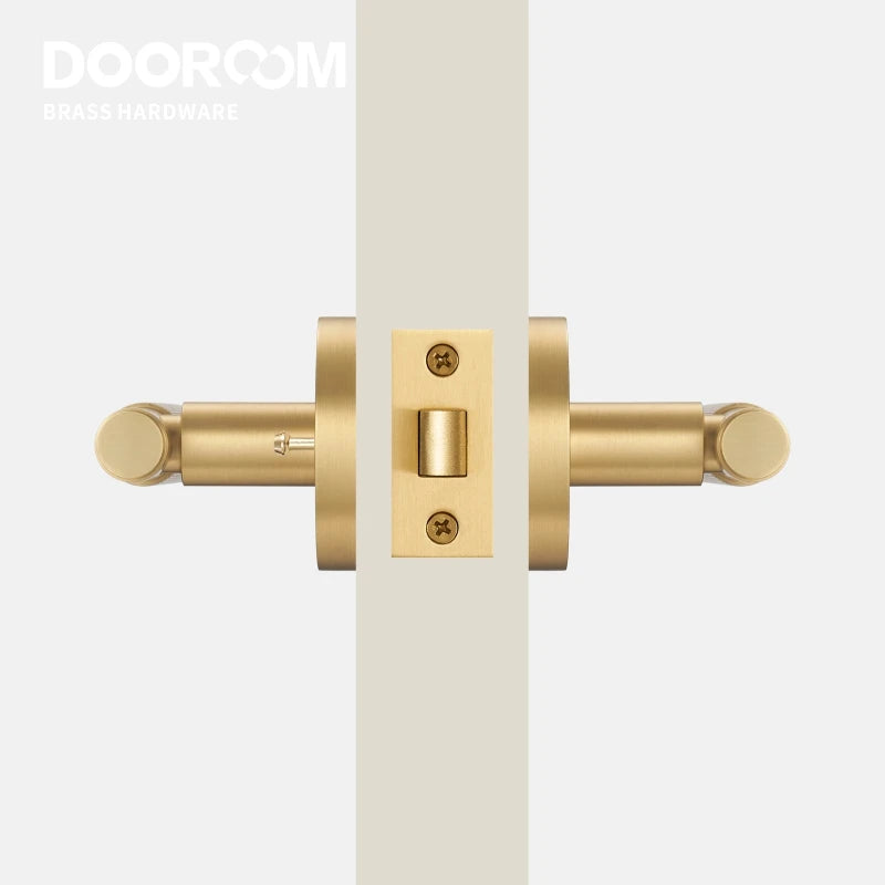DOOROOM US Standard for 2-1/8" Hole Brass Privacy Passage Lock Set