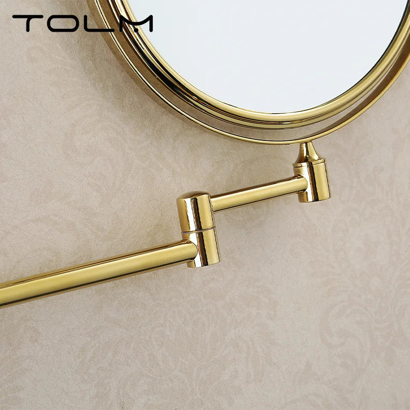 Gold 8 Inch Mirror Wall Mounted Bathroom Makeup Mirror Extending