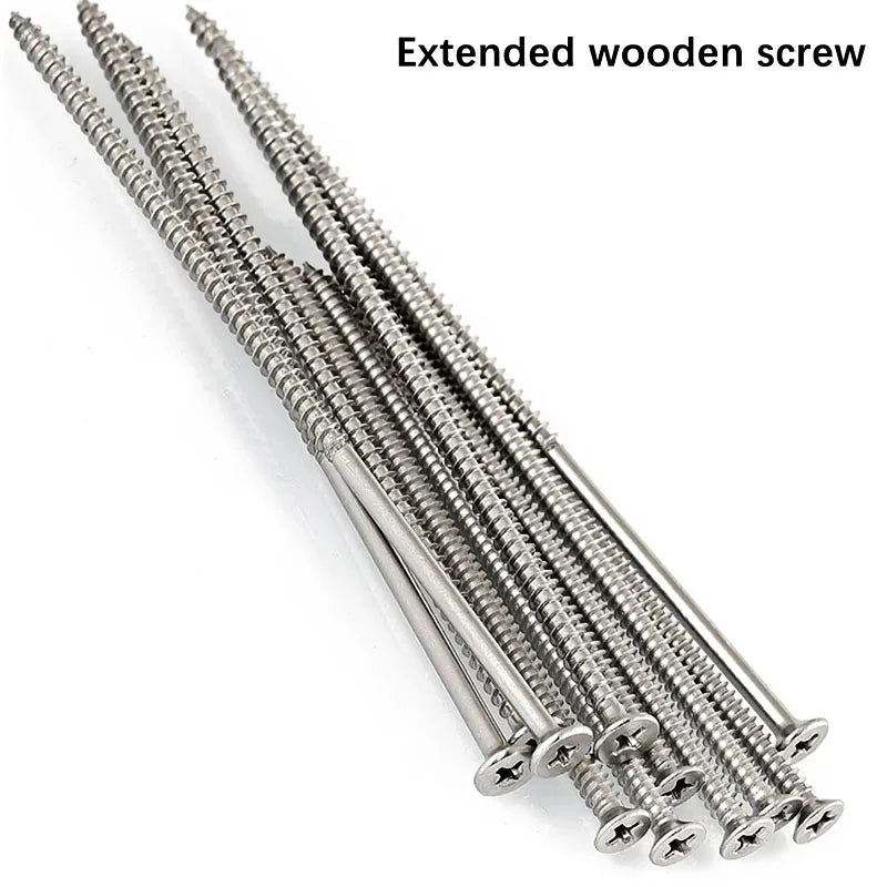 5PCS M4 lengthening Flat Head Tapping Long Wood Screw Stainless steel