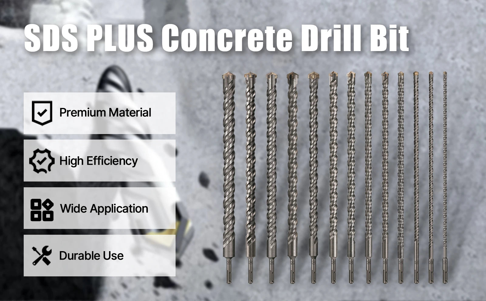Concrete SDS Plus 8-30mm Bit Cross Cutter Head Double Auger Hammer