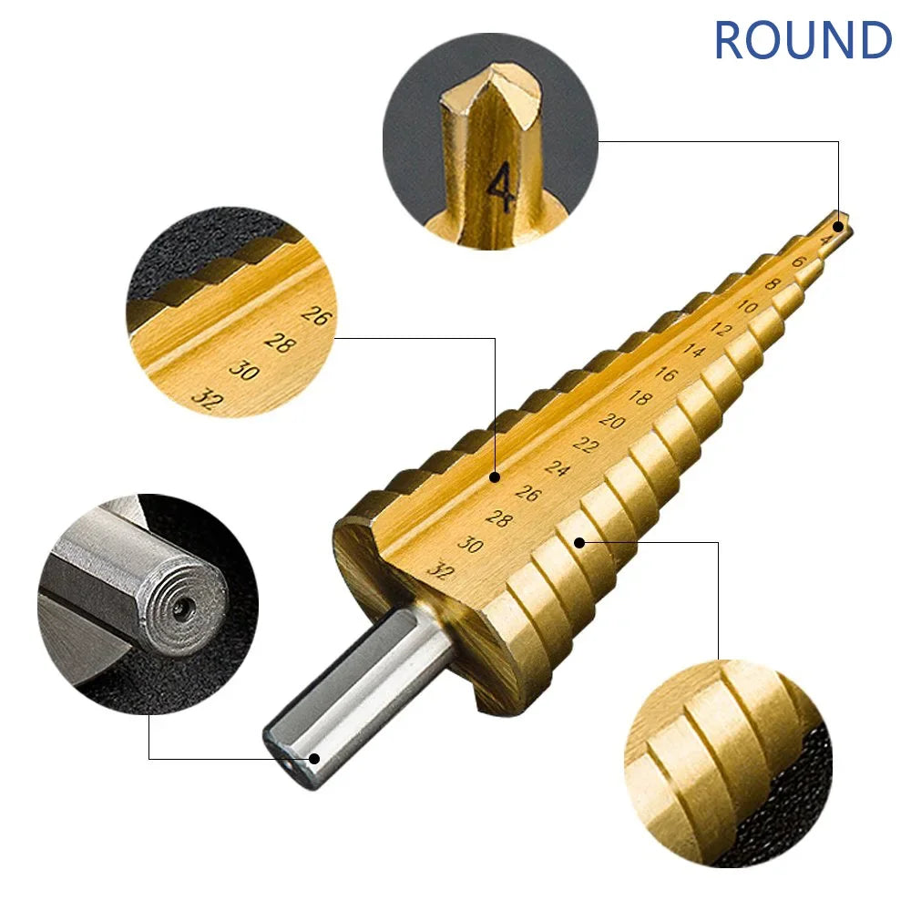 4-12 4-20 4-32 MM HSS Titanium Coated Step Drill Bit Drilling Power