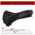 100pcs Black Cable Ties High Tensile Strength, Uv Resistant