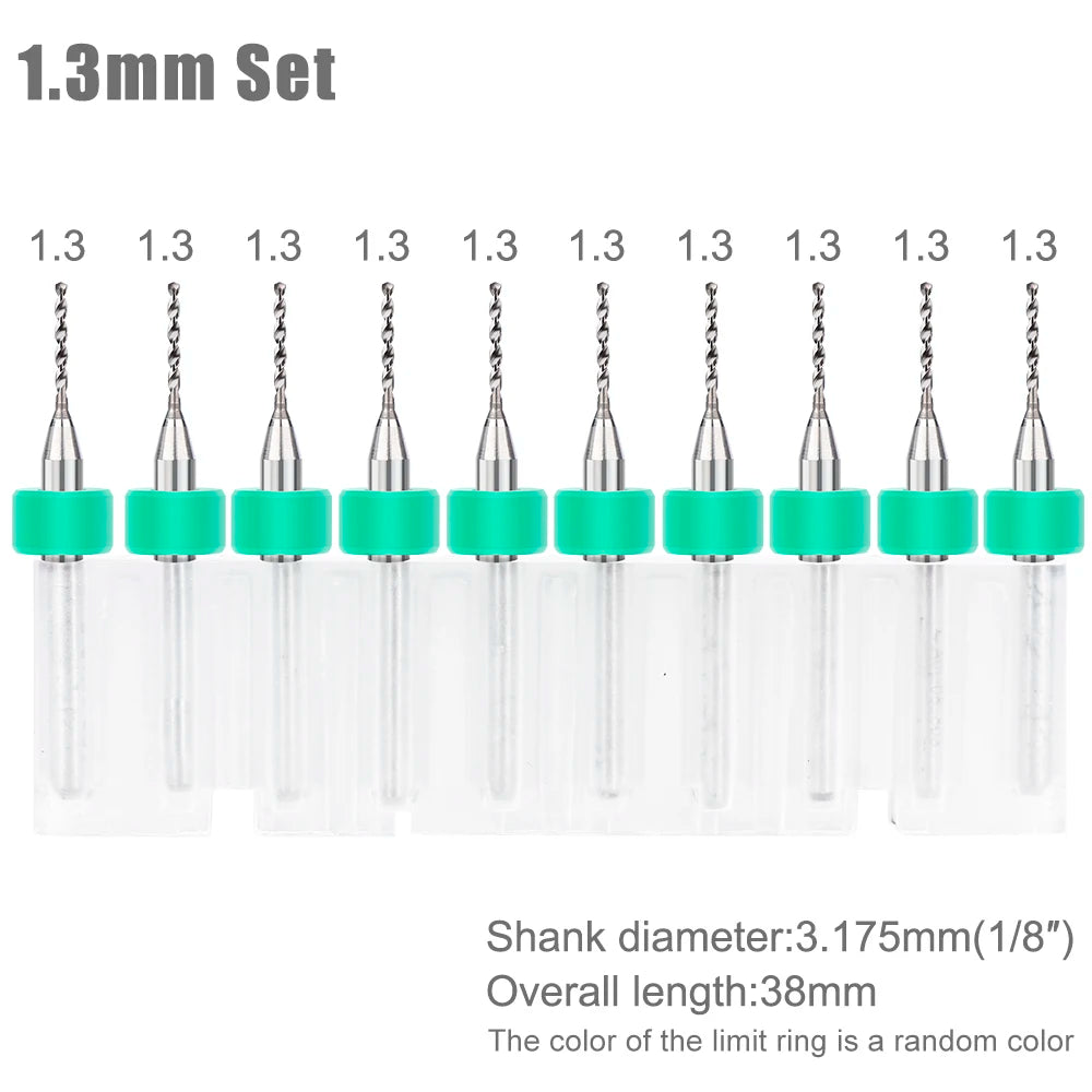 XCAN 10pcs 0.1-3.175mm PCB Drill Bit 3.175 Shank Micro Carbide Drill