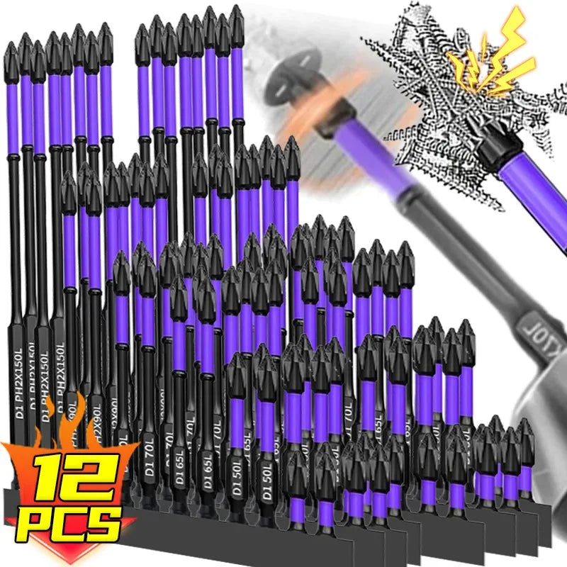 Strong Magnetic Impact Bit Anti-Slip Long Screwdriver Drill Hex Shank