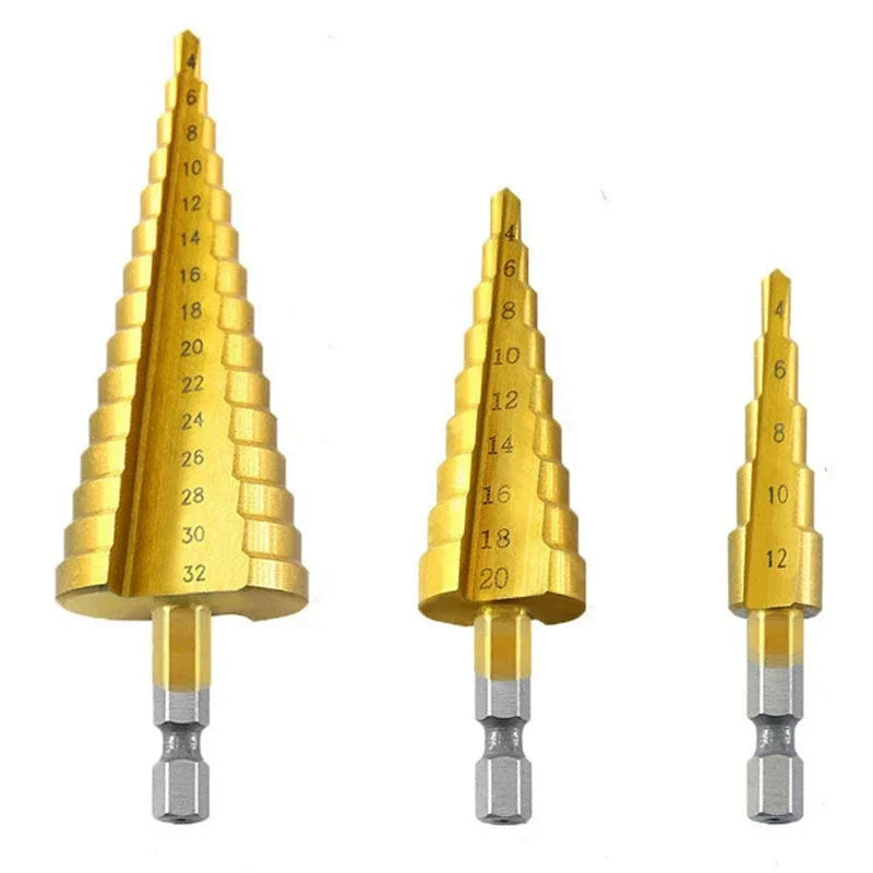HSS Step Drill Titanium Plated Hexagonal shank straight groove bit