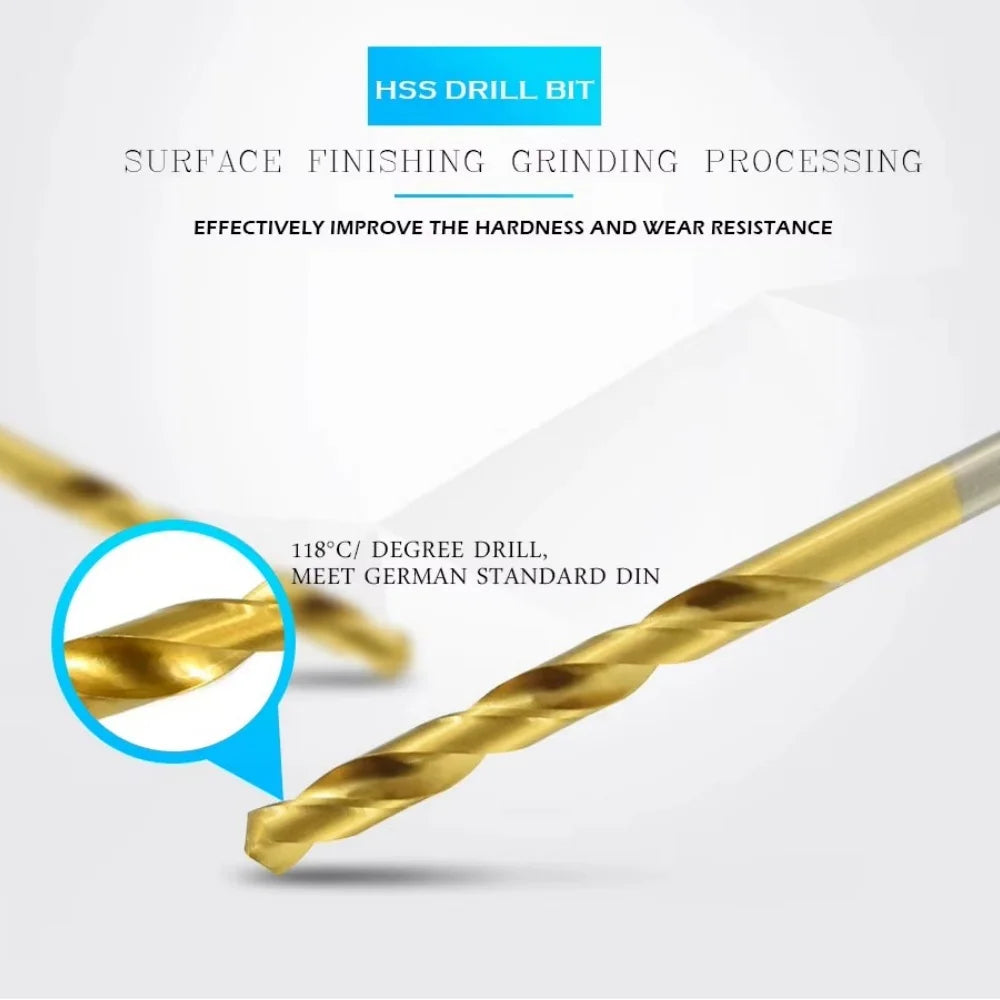 50PCS M35 Titanium Plated Twists Drill 1mm-3mm Twist Drill Steel