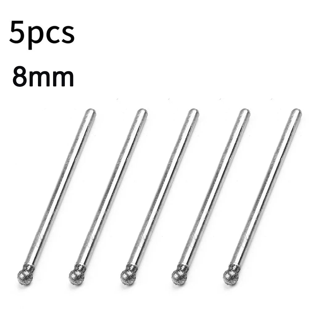 5Pcs 0.5mm-8mm Diamond Round Burring Sanding Drill Bit Cutting