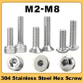 304 Stainless Steel Hex Socket Screw Thread Metal Machine Bolts M3 ...