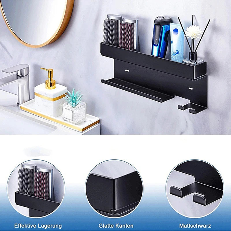 Non drilling wall mounted hair styling tool storage rack
