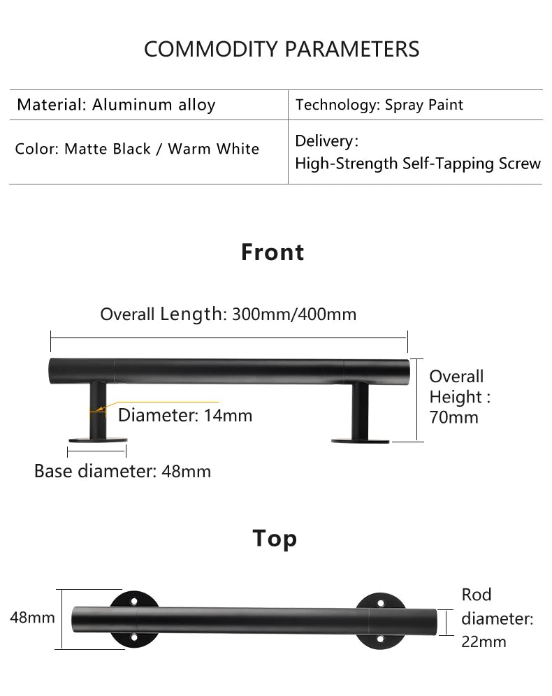 300mm Long Barn Door Handles 400mm Metal Gate Pull Handles Black