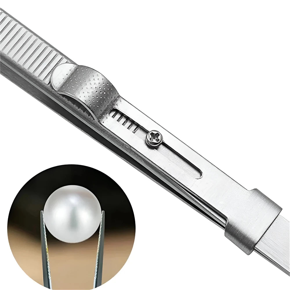Professional Stainless Steel Tweezers Adjustable with Buckle Slide