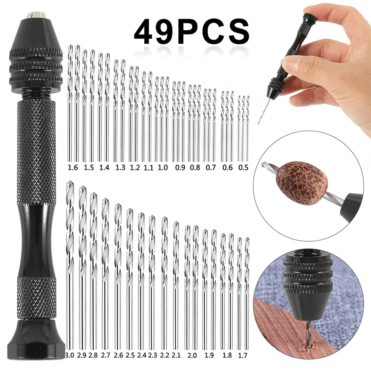 57/21pcs Pin Vise Hand Drill Bits Micro Mini Twist Drill Bit Set