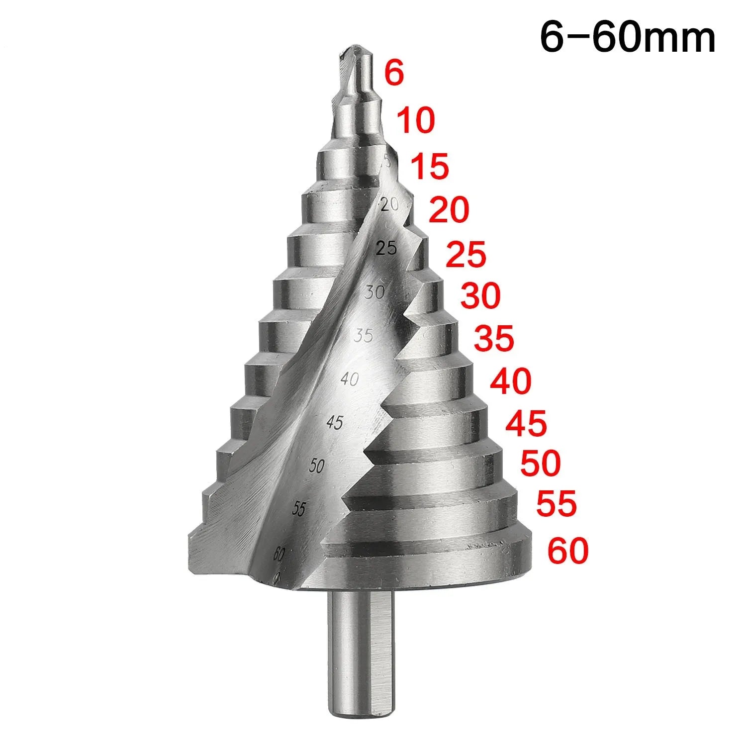 6-60mm Step Drill Bit Spiral Groove Pagoda Hole Cutter Metal Sheet