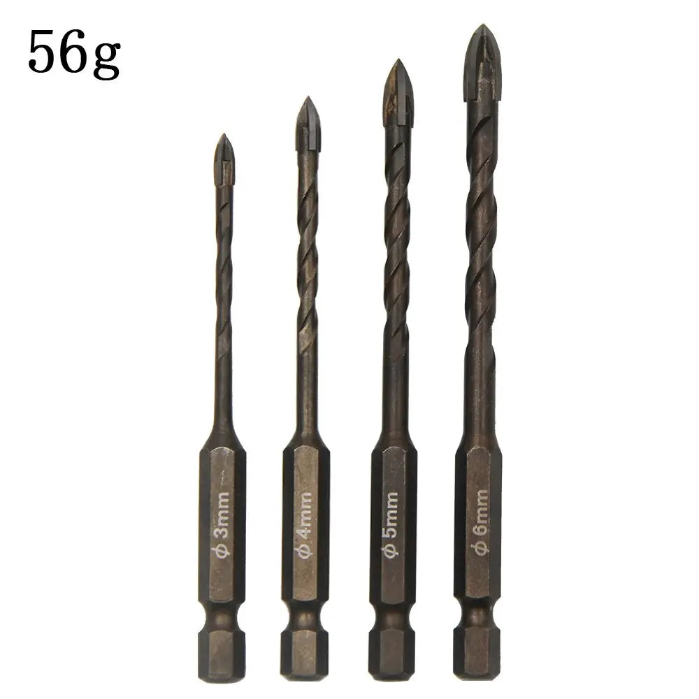 Hex Handle Cross-Tip Diamond Drill Bit — 3mm to 12mm for Glass, Cer