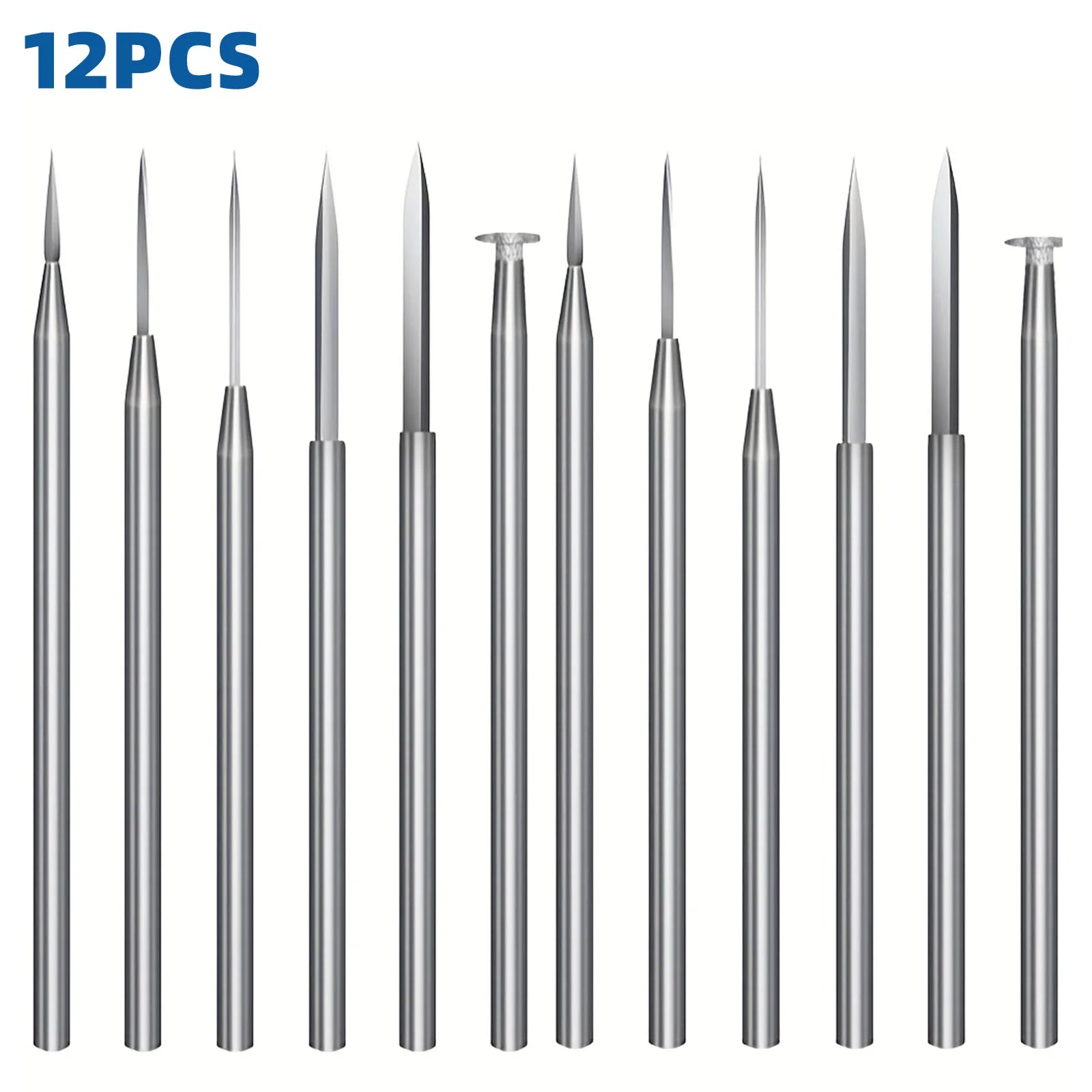 12PCS Wood Carving Drill Bit Set (3mm Shank) for Rotary Tools
