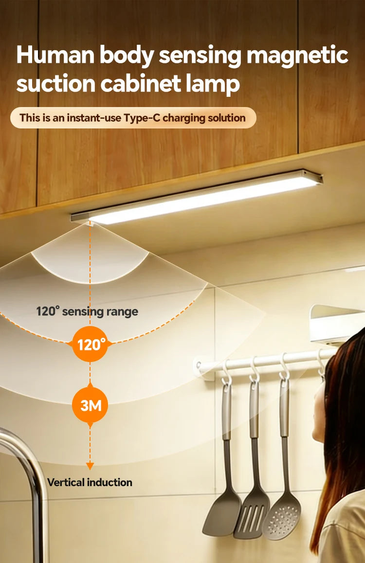 5V Type-C USB Rechargeable LED Motion Sensor Light Bar
