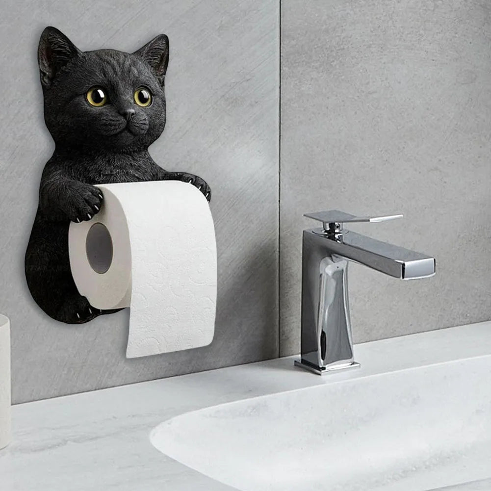 Wall Mounted Toilet Paper Roll Holder Decorative Cat Shape Paper