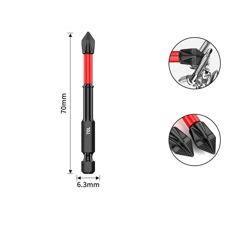 Tungsten Steel Phillips Screwdriver Bit — Anti-Slip Impact Resistan