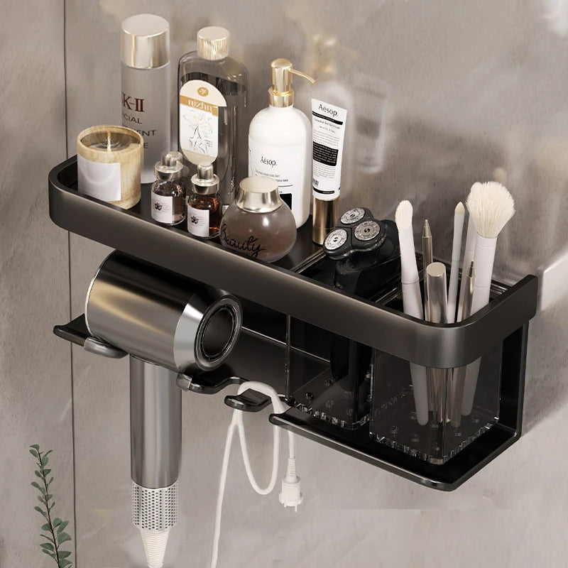 Bathroom Shelf Makeup Storage Organizer Aluminum Alloy Hair Dryer H