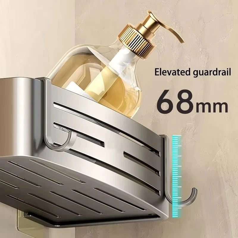 Wall Mounted No-Drill Bathroom Shelf Aluminum Alloy Storage Holder