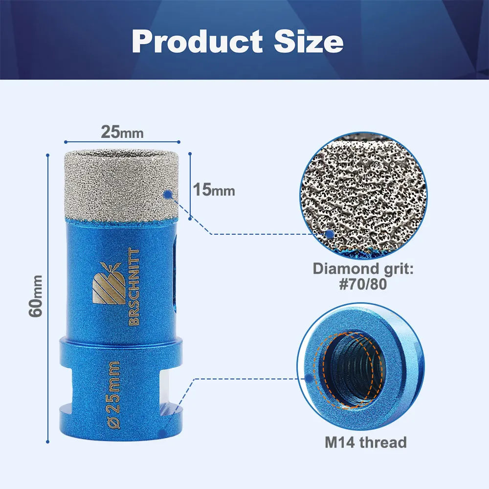 BRSCHNITT Glass Drill Bit Diameter 25/35mm M 14 Thread For Glass