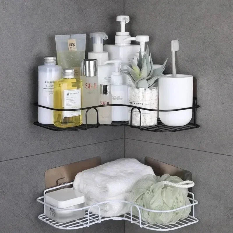 Bathroom Corner Triangle Shelf Wall Mounted Storage Shelves Shampoo