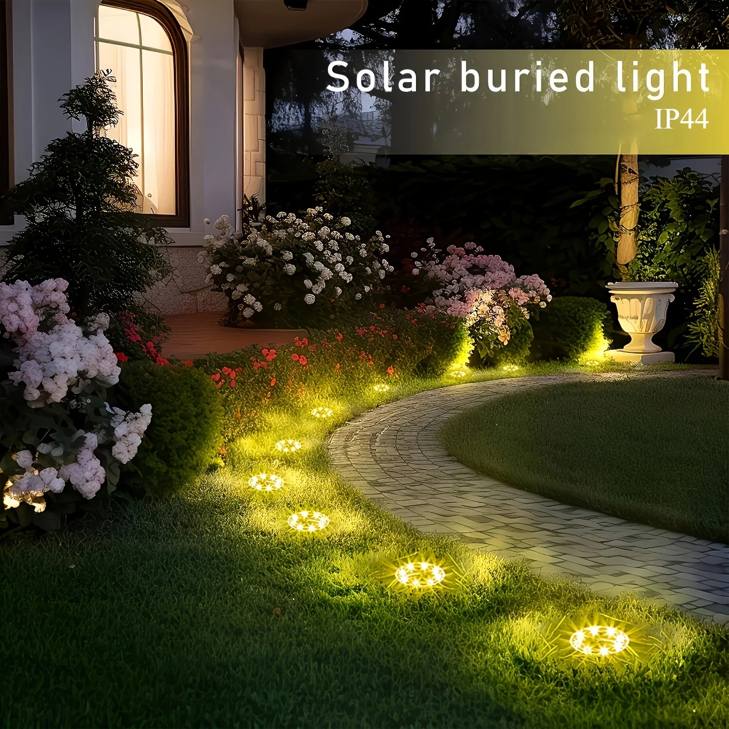 10pcs Solar Ground Light Outdoor Waterproof 8LED Disk Light for