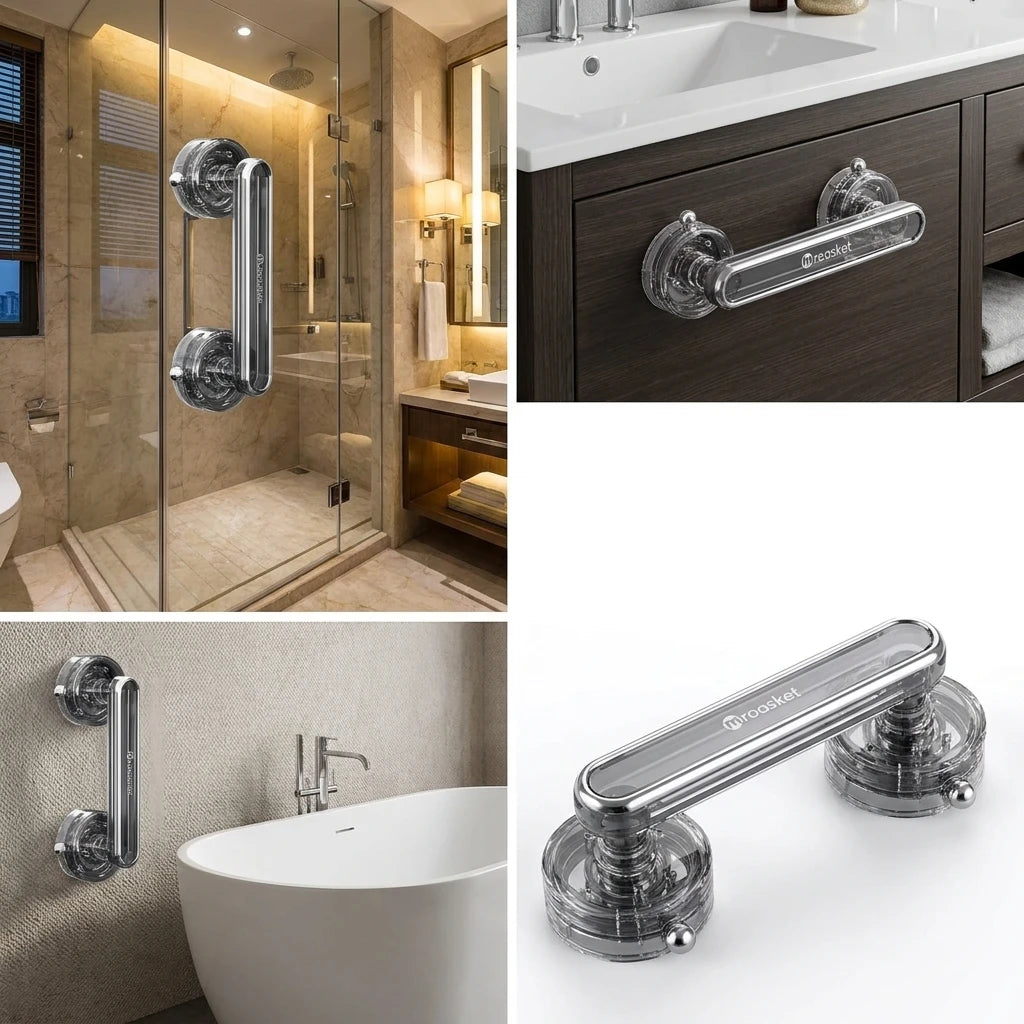 Waterproof Anti-slip Suction Cup Sliding Door Handle Removable