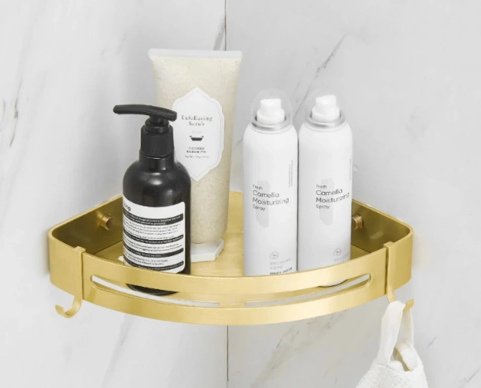 Bathroom Shelf Corner shelf Bath Storage Holder Wall Mounted Brushed