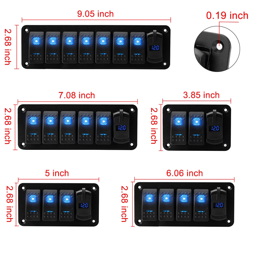 2 3 4 5 6 8 Gang Waterproof Marine Switch Panel 12V With 4.2A Dual