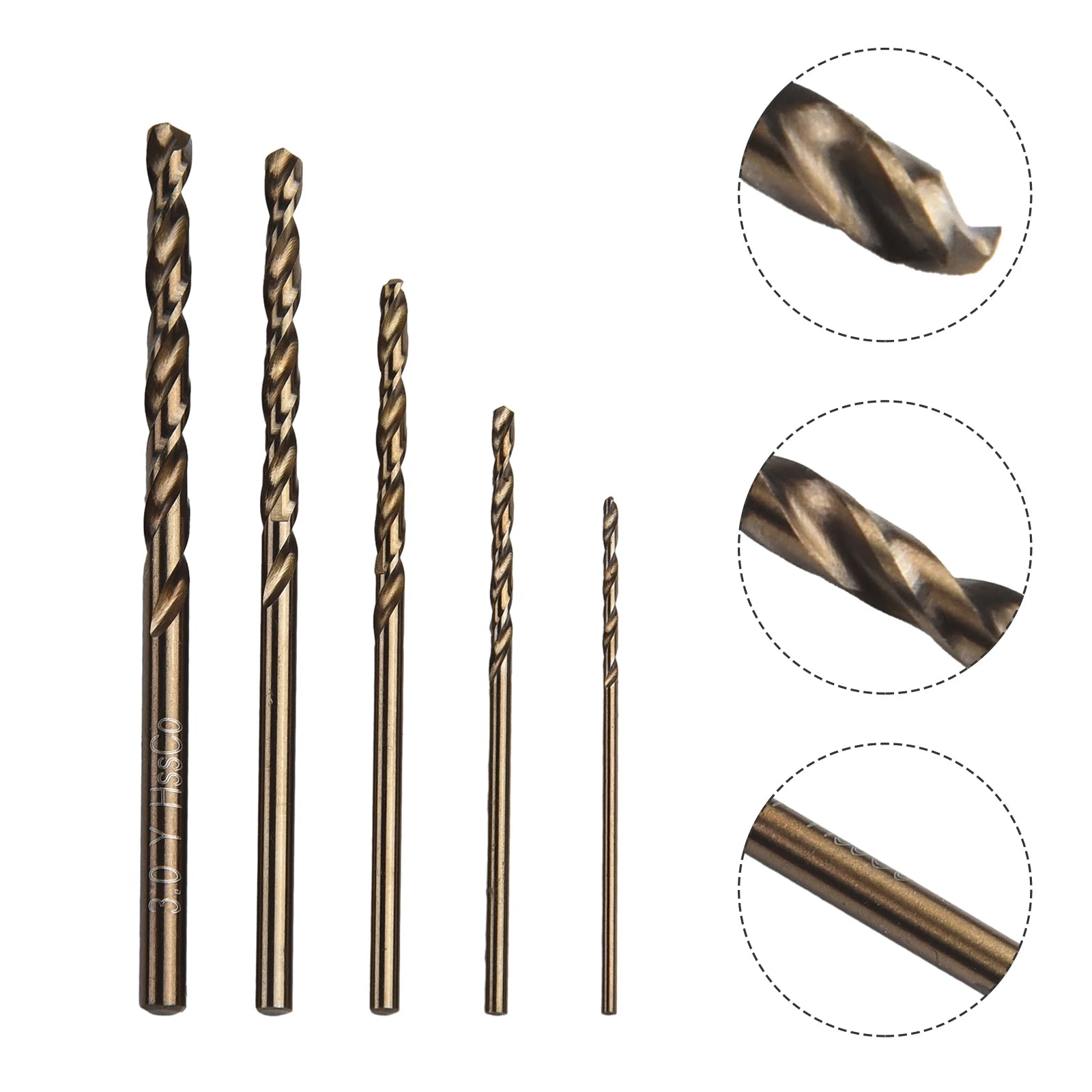 5pcs HSS M35 Cobalt Drill Bit 1mm 1.5mm 2mm 2.5mm 3mm Drill Bit Hole