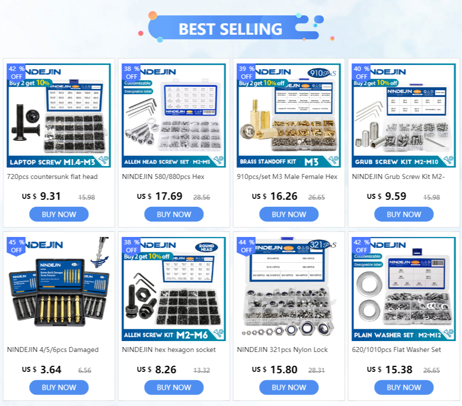 1060pcs M2 M3 M4 M5 Hex Socket Screw Set Carbon Steel Flat Round Cap