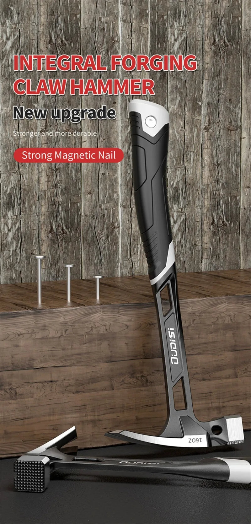Multifunction Magnetic Claw Hammer for Woodworking Non-slip