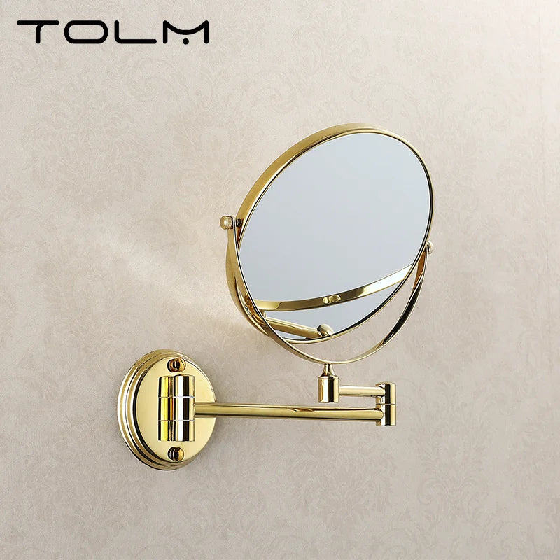 Gold 8 Inch Mirror Wall Mounted Bathroom Makeup Mirror Extending