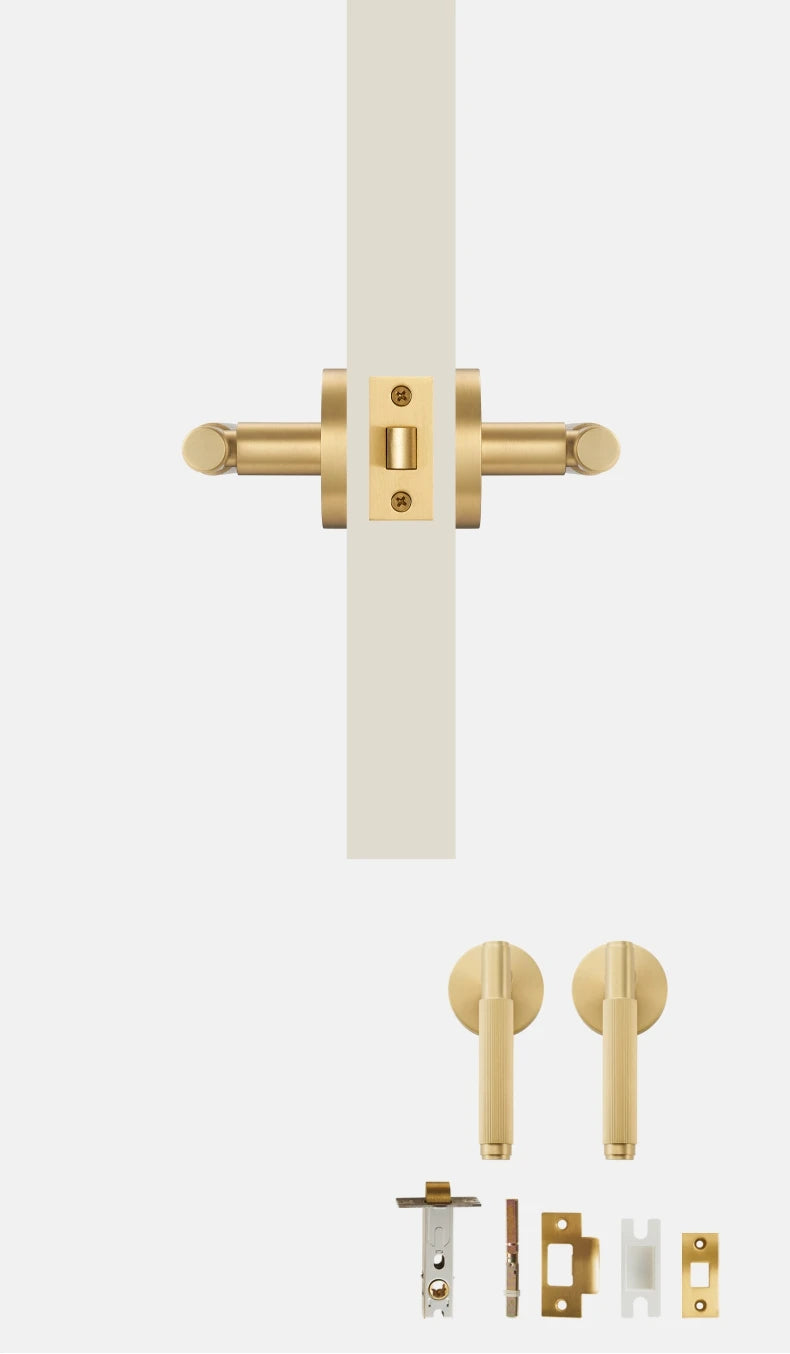 DOOROOM US Standard for 2-1/8" Hole Brass Privacy Passage Lock Set