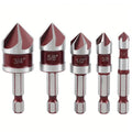 5pcs M35 Cobalt Countersink Drill Bit Set 5 Flute 82° 1/4" Hex Shan...
