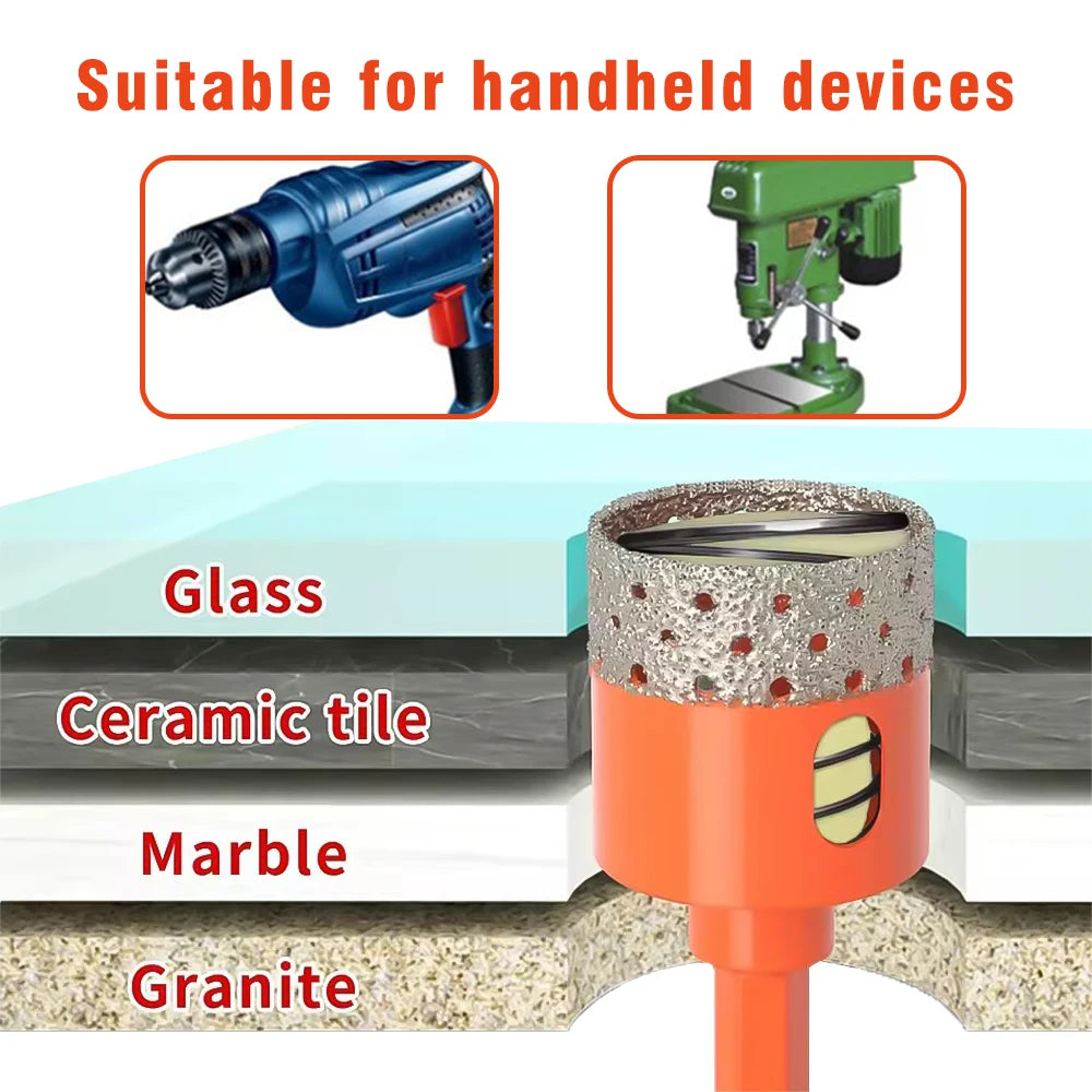 18-68mm Diamond Brazed Core Dry Drill Bit for Porcelain Tiles Marble