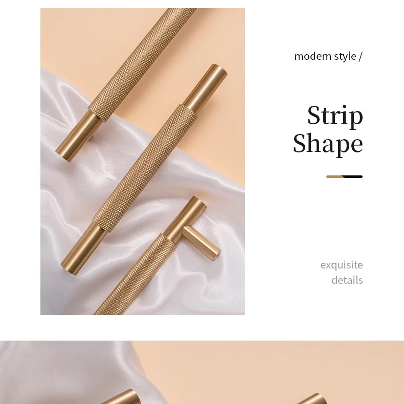 Santaya Solid Brushed Brass Handle Cross Knurled Kitchen Cabinet