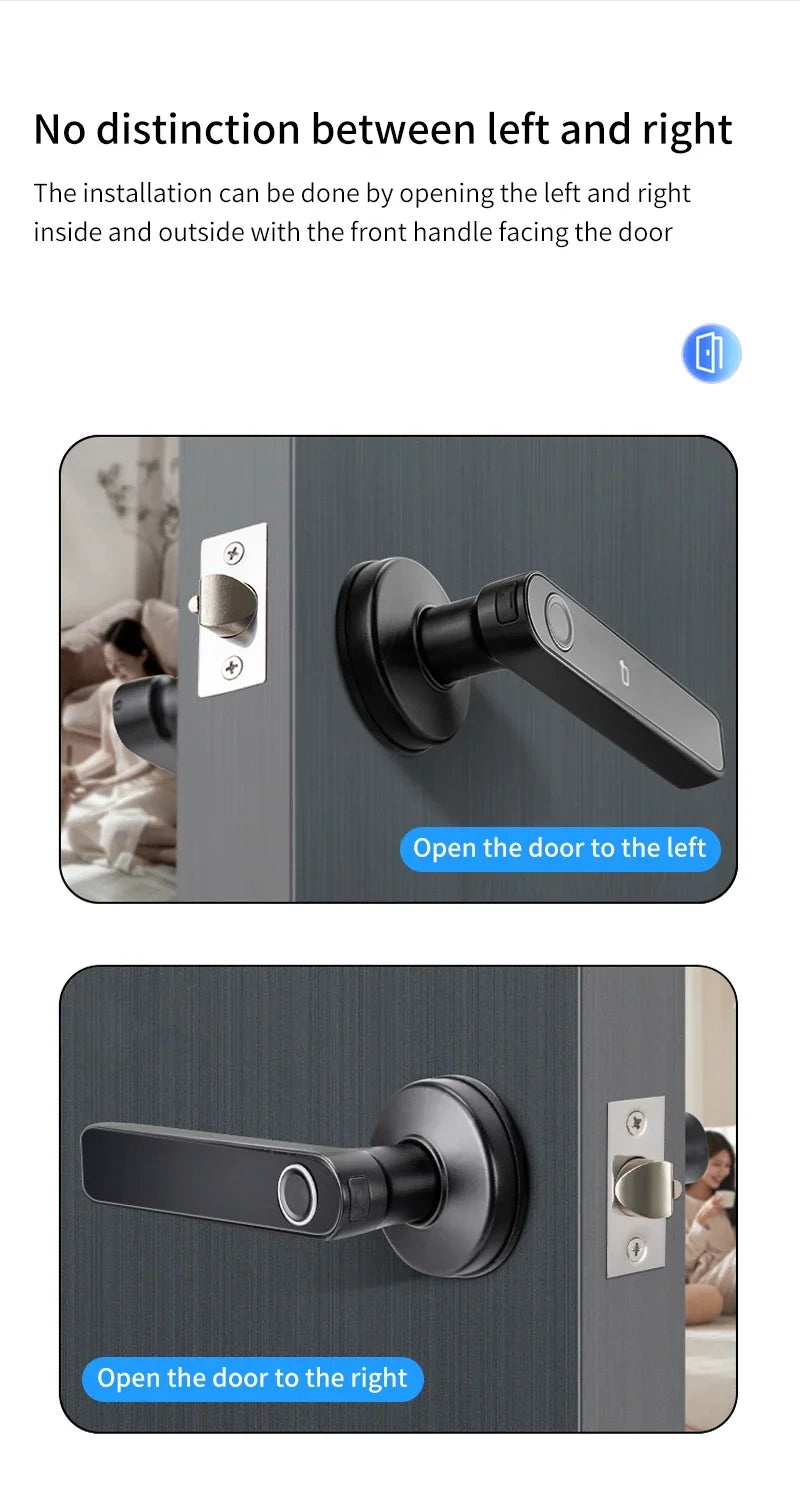 Tuya App Bluetooth Smart Fingerprint Door Lock Password Mechanical