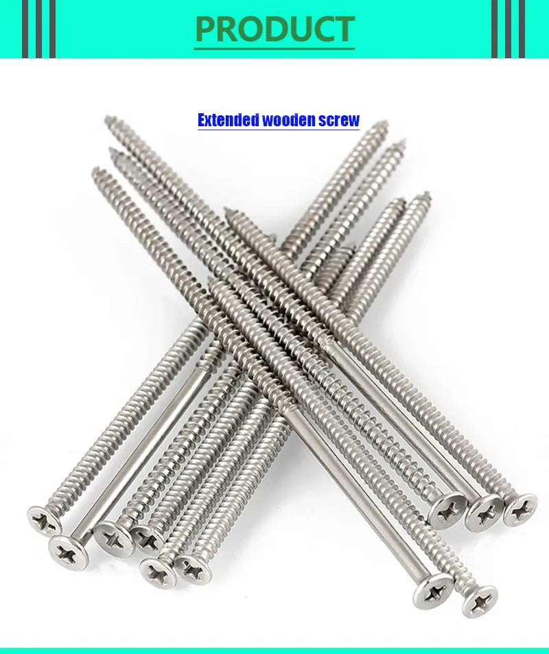 M5 lengthening Flat Head Tapping Long Wood Screw Stainless steel